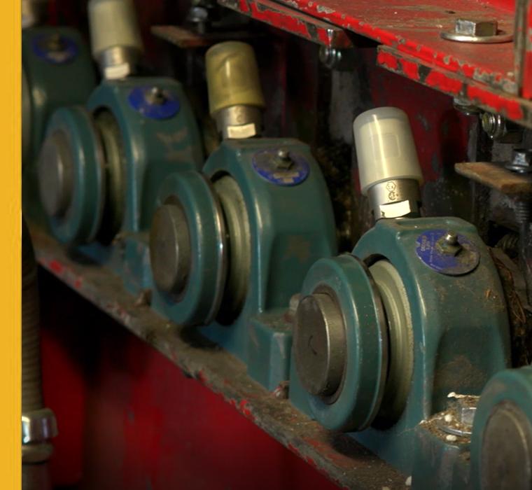 Dodge mounted bearings installed on industrial machinery with OPTIFY sensors