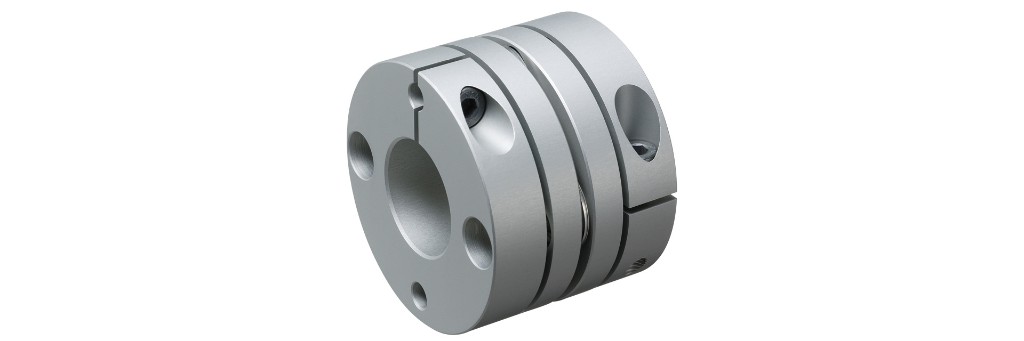 Miki Pulley Servoflex SFC single-flex SA2 metal disc coupling with clamp hubs.